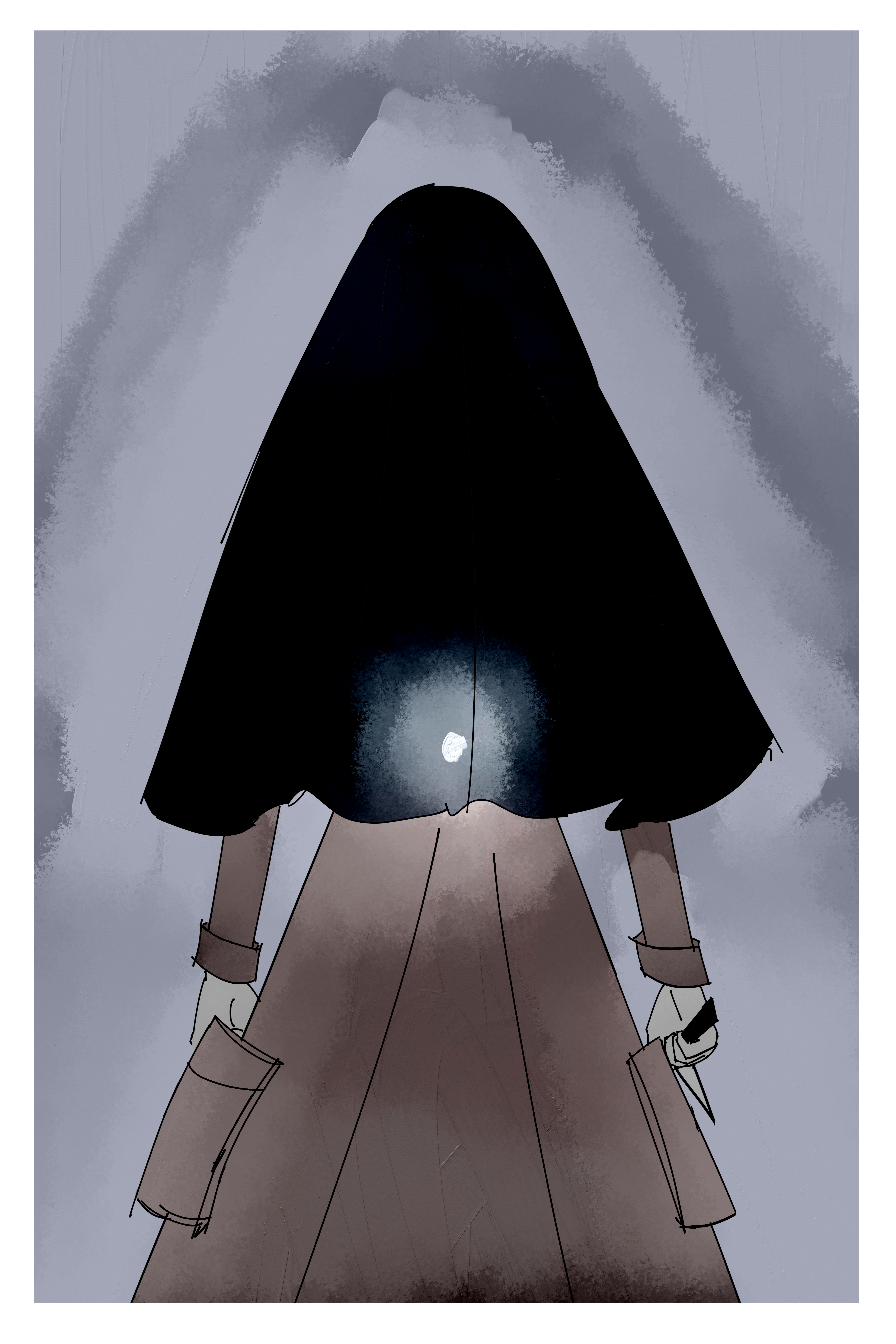 The same image without the text. It is slightly dark but now there is a small light in her center. Shining bright like a soul.