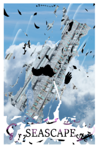Page of the webcomic SEASCAPE. The Tower Princess is disintegrating while the Tower falls behind her. There is an audible bzzzzt in the air.